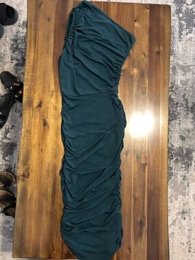 PrettyLittleThing | Dresses | Plt Sage Green One Sleeve Ruched Woven Bodycon Dress
